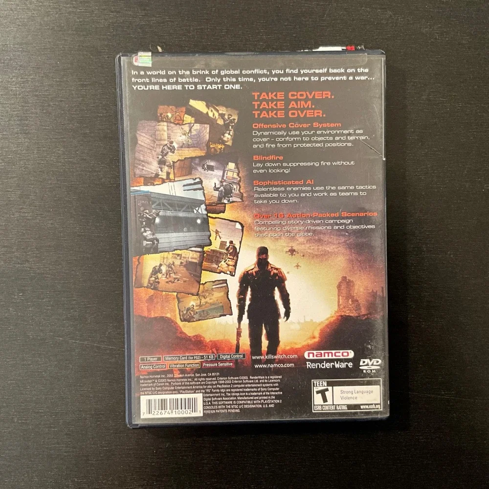 Kill Switch Playstation 2 PS2 Video‎ Game Namco Action Shooter Complete CIB